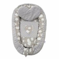 Set 3 piese, New Baby, Luxury, Baby Nest cu doua fete, Cu paturica si pernuta in forma de inima, Minky Heart Cloud