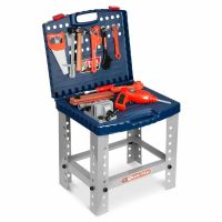 Atelier de lucru din plastic pentru copii, tip valiza, cu accesorii, 39 x 28 x 72 cm, Ricokids, 3 in 1, Albastru