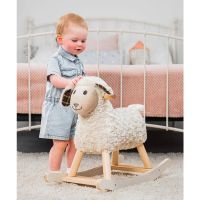 Little Bird Told Me - Lambert Rocking Sheep, pentru copii de peste 9 luni, balansoare din lemn, tesaturi senzoriale pentru fetite si baieti