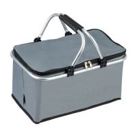 Cos termic pliant pentru picnic, cumparaturi, plaja, cadru aluminie, material impermeabil, termoizolant, sarcina 15 kg, capacitate 25 L, 2 manere, Multistore, Gri