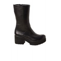 Ghete dama negre lungi din piele naturala cu capse decorative
