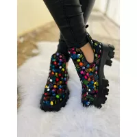 Ghete dama Multicolor Dots cu decupaj