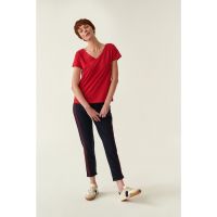 Pantaloni sport crop cu cusaturi contrastante