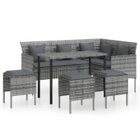 Set canapele de gradina forma L cu perne 5 piese maro poliratan