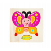 Puzzle din lemn, fluture, 15 x 15 cm