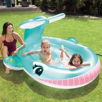 Intex Piscina in forma de balena, cu pulverizare, 201 x 196 x 91 cm