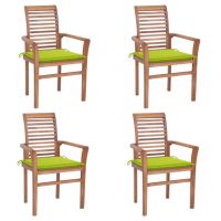 Scaune bucatarie cu perne verde aprins, 4 buc., lemn masiv tec, verde