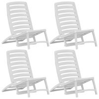 Scaun de plaja pliant, 4 buc., alb, plastic