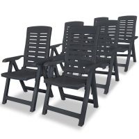 Scaune de gradina rabatabile, 6 buc., antracit, plastic