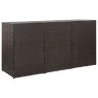 Magazie de pubele tripla, maro, 229 x 78 x 120 cm, poliratan