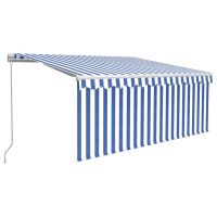 Copertina retractabila manual cu stor/LED albastru/alb 3,5 x 2,5m