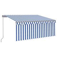 Copertina retractabila manual cu stor, albastru/alb, 3,5 x 2,5 m