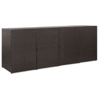 Magazie de pubele cvadrupla, maro, 305 x 78 x 120 cm, poliratan