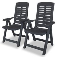 Scaune de gradina rabatabile, 2 buc., antracit, plastic