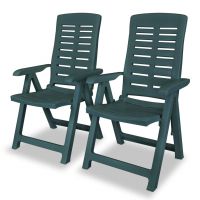 Scaune de gradina rabatabile, 2 buc., verde, plastic