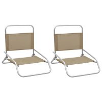 Scaune de plaja pliante, 2 buc., material textil, gri taupe