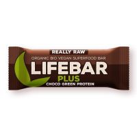 Baton cu proteine si ciocolata raw eco-bio 47g - Lifebar Plus