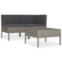 Set mobilier relaxare gradina cu perne 3 piese maro poliratan