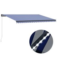 Copertina retractabila manual cu LED, albastru/alb/negru, 500 x 300 cm