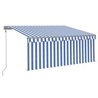 Copertina retractabila automat cu stor, albastru/alb, 3,5 x 2,5 m