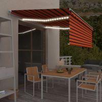 Copertina retractabila manual cu stor&LED portocaliu&maro 4x3 m