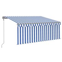 Copertina automata stor/LED/senzor vant albastru/alb 3,5 x 2,5 m