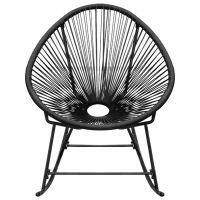 Scaun balansoar de exterior, negru, poliratan