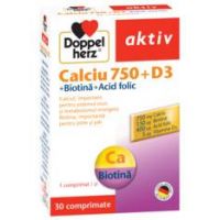 DOPPEL AKTIV CALCIU 750mg + D3 + BIOTIN 30cpr, Doppelherz
