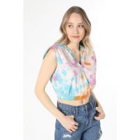 Bluza cu model tie-dye si terminatie elastica