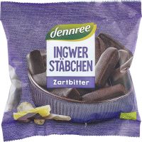Betisoare de ghimbir in ciocolata neagra, eco-bio, 80 g, Dennree