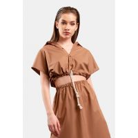 Bluza crop cu snur de ajustare