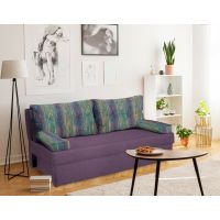 Canapea extensibila Alfi 192x80x77 cm cu lada de depozitare, Purple/Stripes