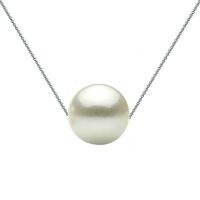Colier Aur Alb cu Perla Naturala Premium Alba Mare - Cadouri si perle