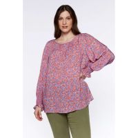 Bluza cu model floral si mansete cu volane