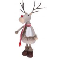 Decoratiune Reindeer in white coat, 28x22x81 cm, poliester, multicolor