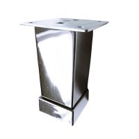 Picior metalic pentru mobilier H:80 mm, finisaj crom lucios, profil patrat 40x40 mm cu masca - Maxdeco