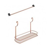 Etajera cu un raft City Copper, 35x13x26 cm, cu bara suport inclusa pentru recipiente, finisaj cupru