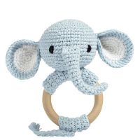 Jucarie crosetata manual pentru dentitie bebe, elefant, albastru - Maimutzeria Tiarra