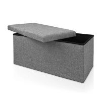 Banca 2 locuri cu spatiu depozitare, 80 L, Pliabil, Stofa, Gri, 80 x 40 x 40 cm - Caerus Capital