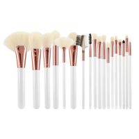 Set 18 Pensule Albe si Ecru pentru Machiaj - Mimo Makeup Brush White&amp;Ecru, 18 buc
