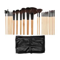 Set 24 Pensule Negre cu Maner din Lemn pentru Machiaj - Mimo Makeup Brush Wooden&amp; Black, 24 buc