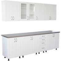 Bucatarie Zebra 2.6 metri Mdf Alb mat cu blat termoizolant culoare beton