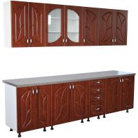 Bucatarie Zebra 2.6 metri Mdf Cedru frezare frunza cu blat termoizolant culoare beton