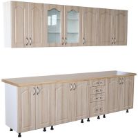 Bucatarie Zebra 2.6 metri Mdf sonoma cu blat termoizolant culoare artar