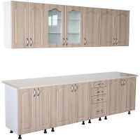 Bucatarie Zebra 2.6 metri Mdf sonoma cu blat termoizolant culoare marmura