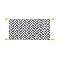Covor cu ciucuri pentru living/dormitor, Model zig- zag, Bumbac tesut , 70 x 140 cm, Alb/Antracit