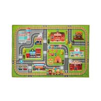 Covor de joaca pentru copii Little Town , Multicolor, 150 x 100 cm , Poliester