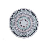 Covor rotund pentru living/dormitor cu motive mandala, diametru 120 cm, bumbac tesut, multicolor