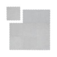 Covor tip puzzle pentru living/dormitor, 9 piese 30 x 30 cm, dimensiune 120 x 120 cm, poliester, gri deschis