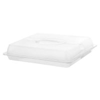 Platou pentru prajituri sau tort cu capac, dreptunghiular, alb transparent - Maxdeco